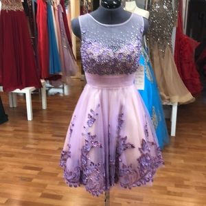 Prom dress with floral print and sequins